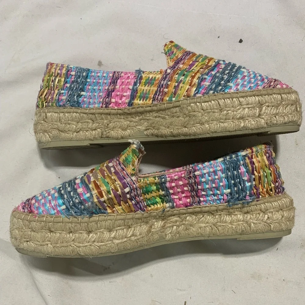 Manebí Women's Bright Tweed Almond Toe Raffia Neon Espadrille Shoes Size 40 (10)